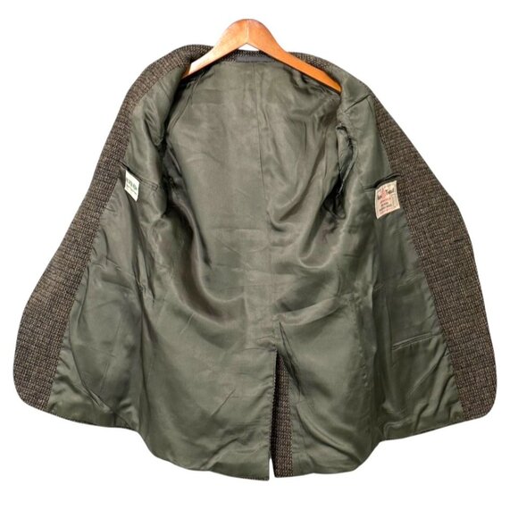 Vintage Harris Tweed Wool Sport Coat Blazer 2-Button Brown Blue Mens Size 38R/S? - Picture 9 of 16